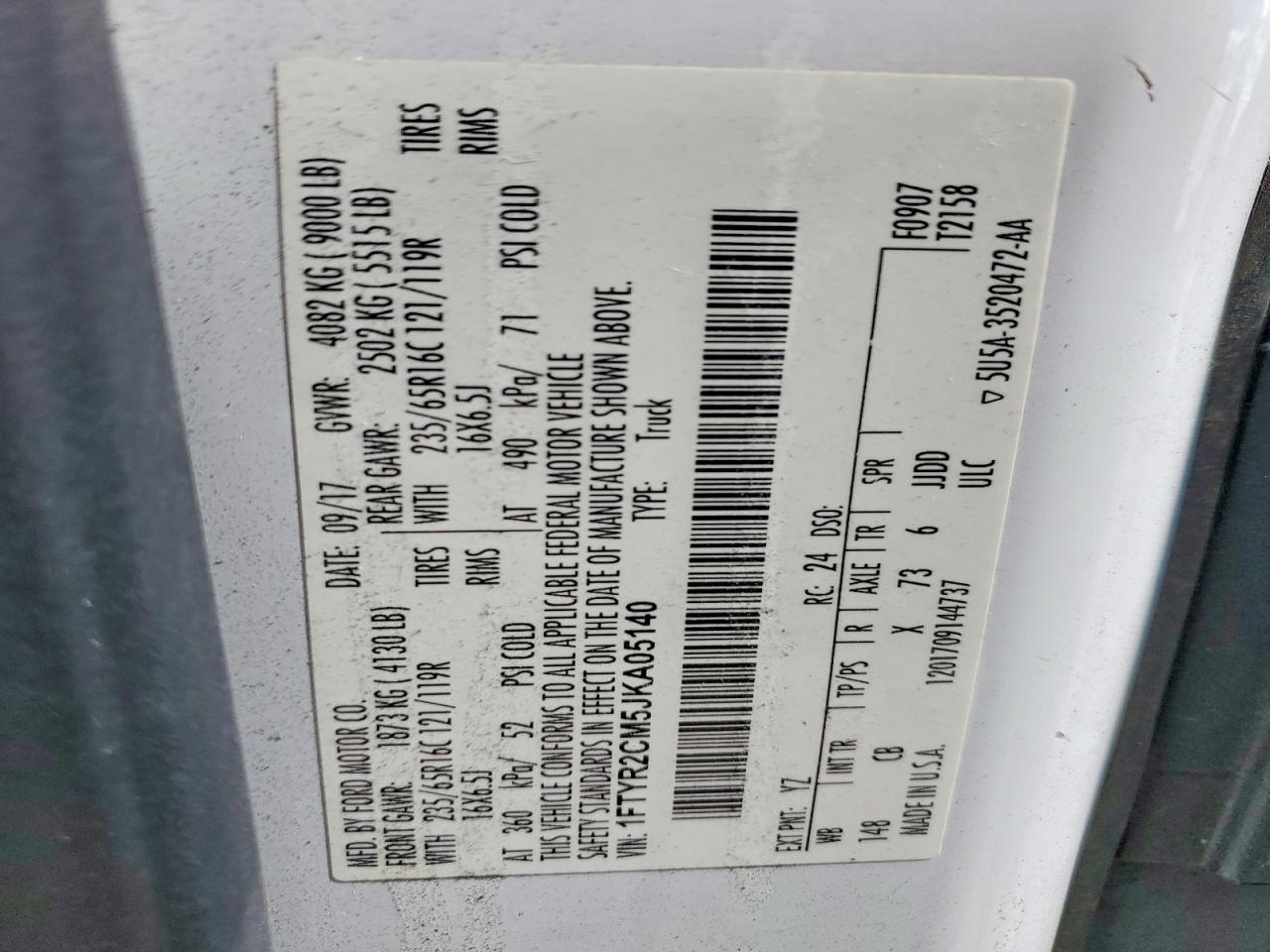 2018 Ford Transit 250 Utility / Service Van