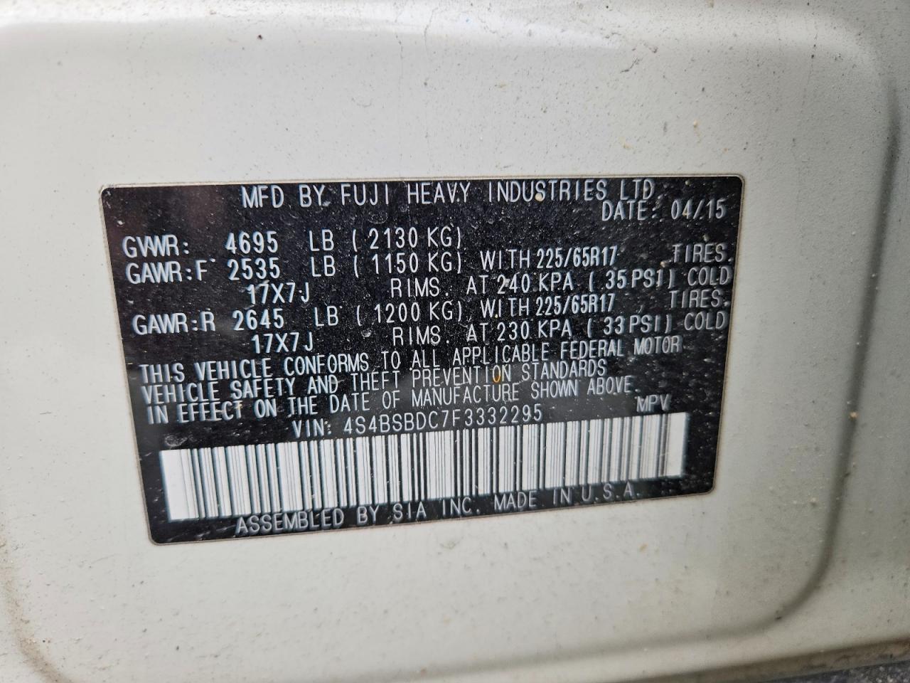 2015 Subaru Outback 2.5i Premium