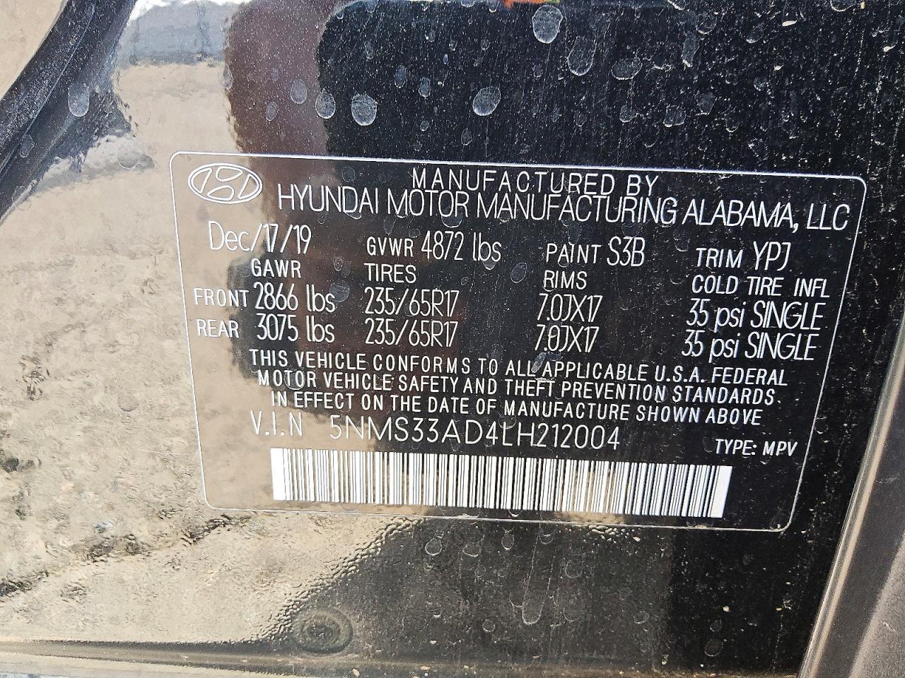 2020 Hyundai Santa fe sel