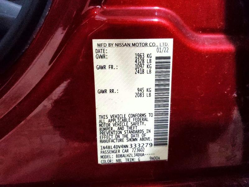 2022 Niss Altima sv