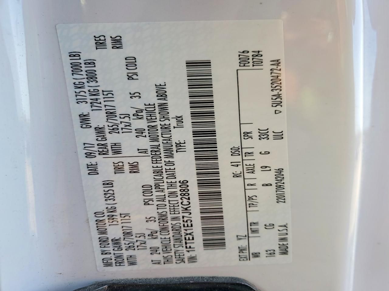 2018 Ford F150 XL 4WD 5.0L V8 EXT Cab