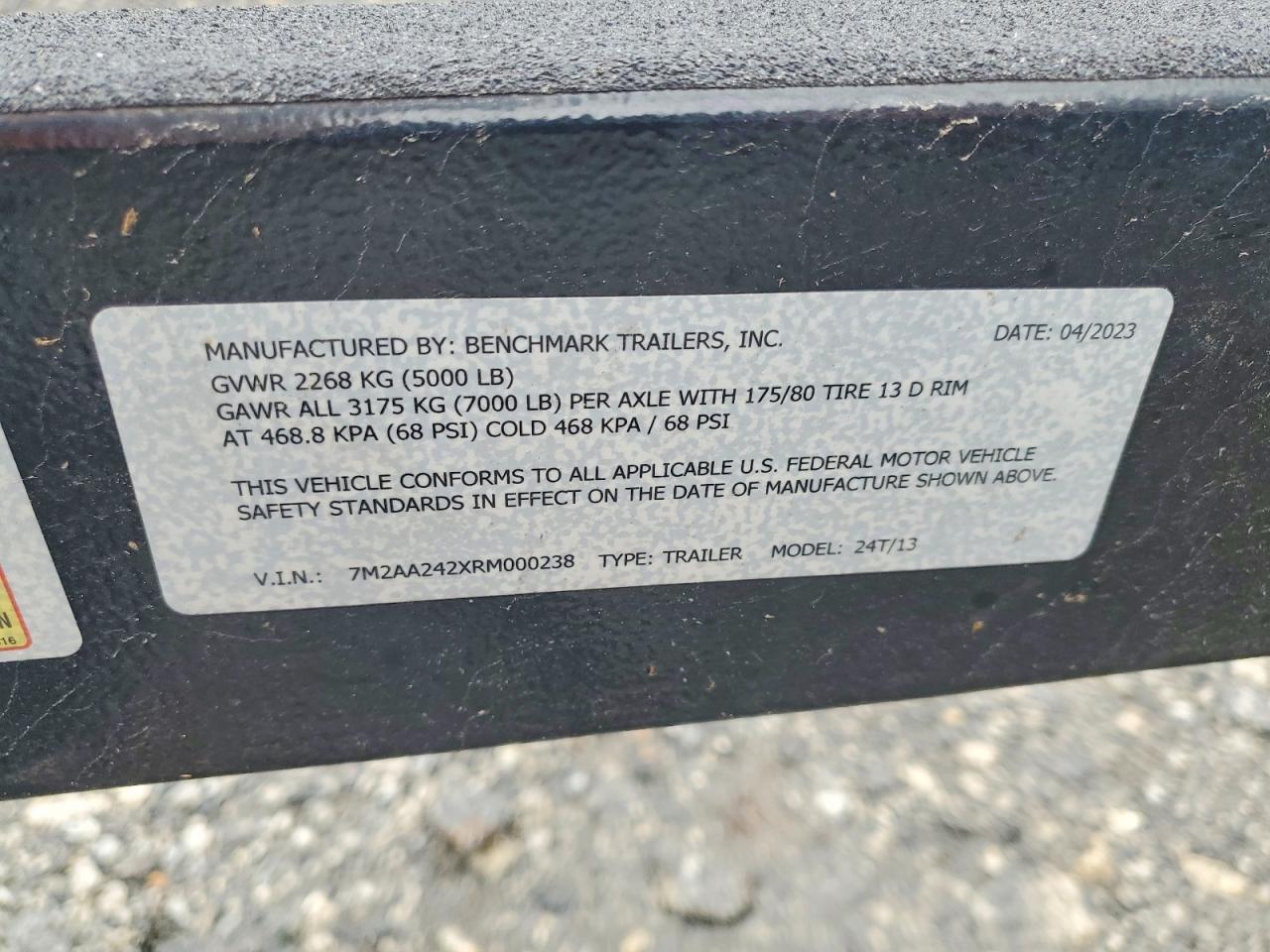 2024 Benchmark 24T/13 Boat Trailer