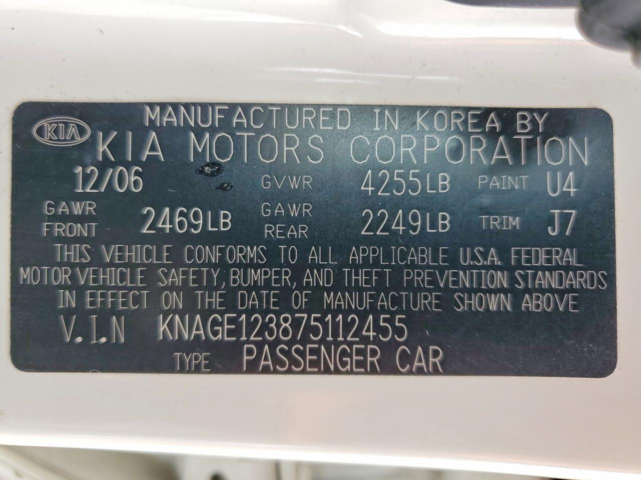 2007 KIA Optima lx