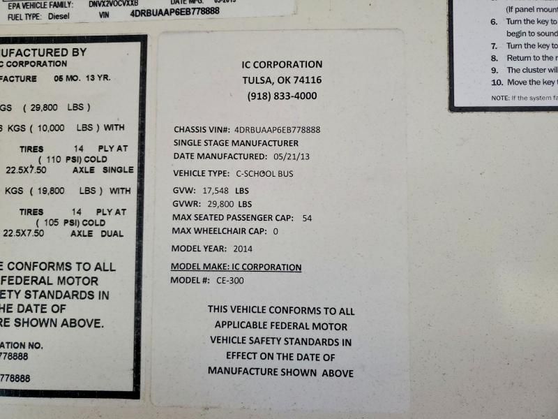 2014 Ic Corporation Ce Series School-school bus