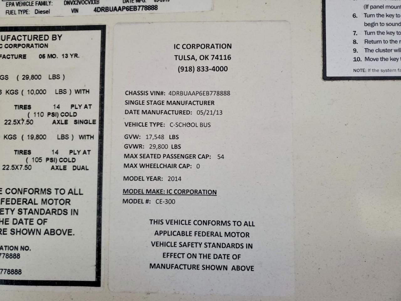 2014 Ic Corporation CE Series School-School Bus