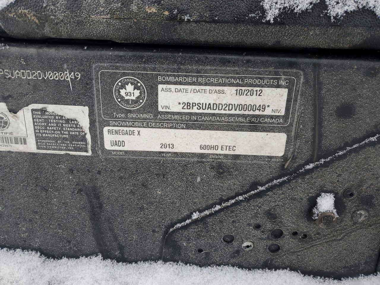 2013 Skidoo Renegade