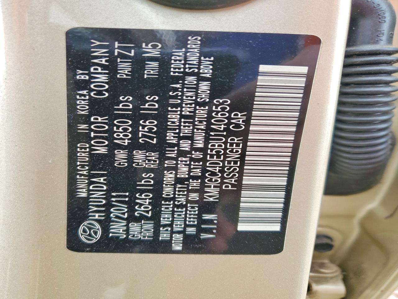 2011 Hyundai Genesis 3.8l V6