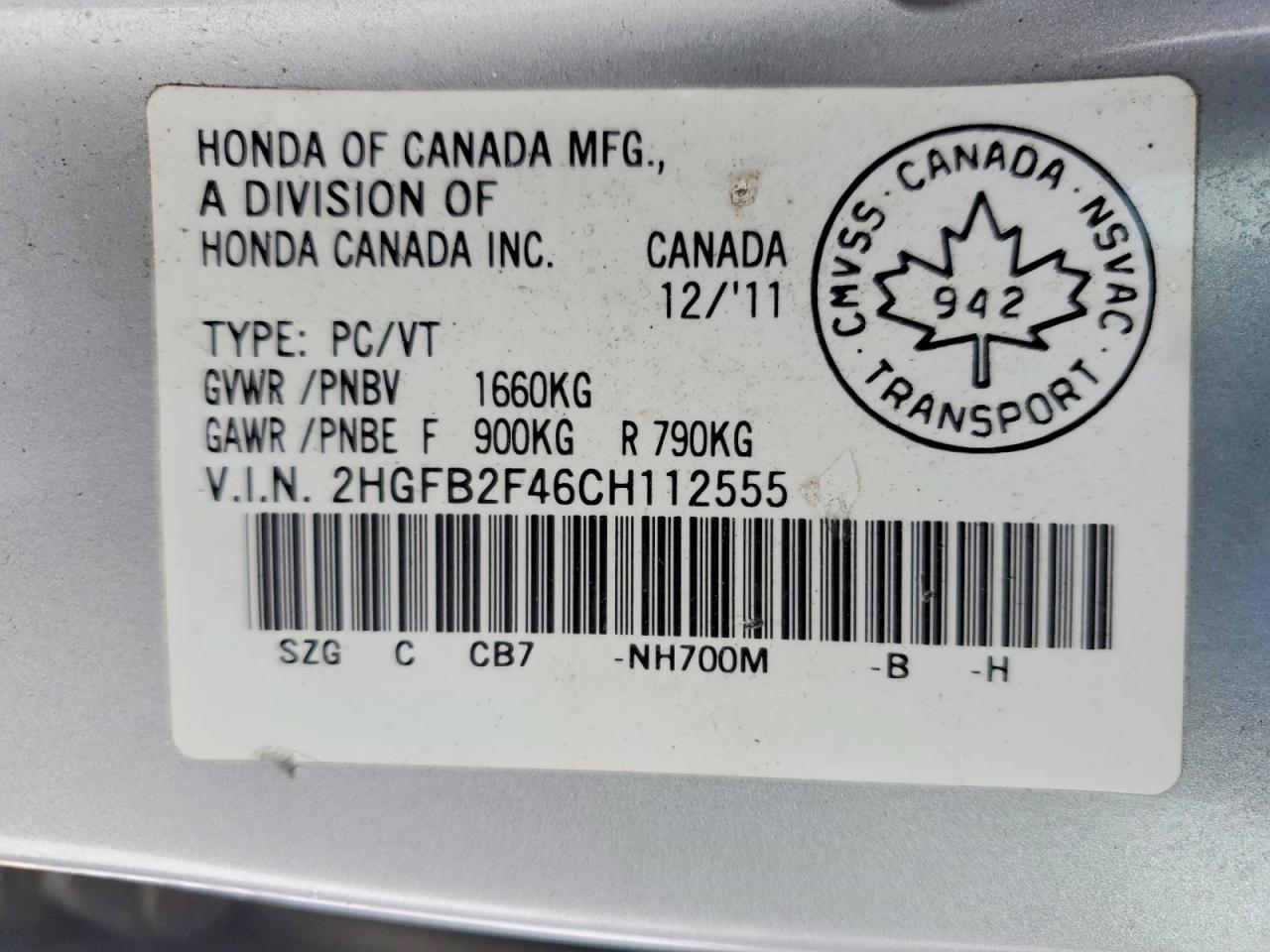 2012 Honda Civic lx