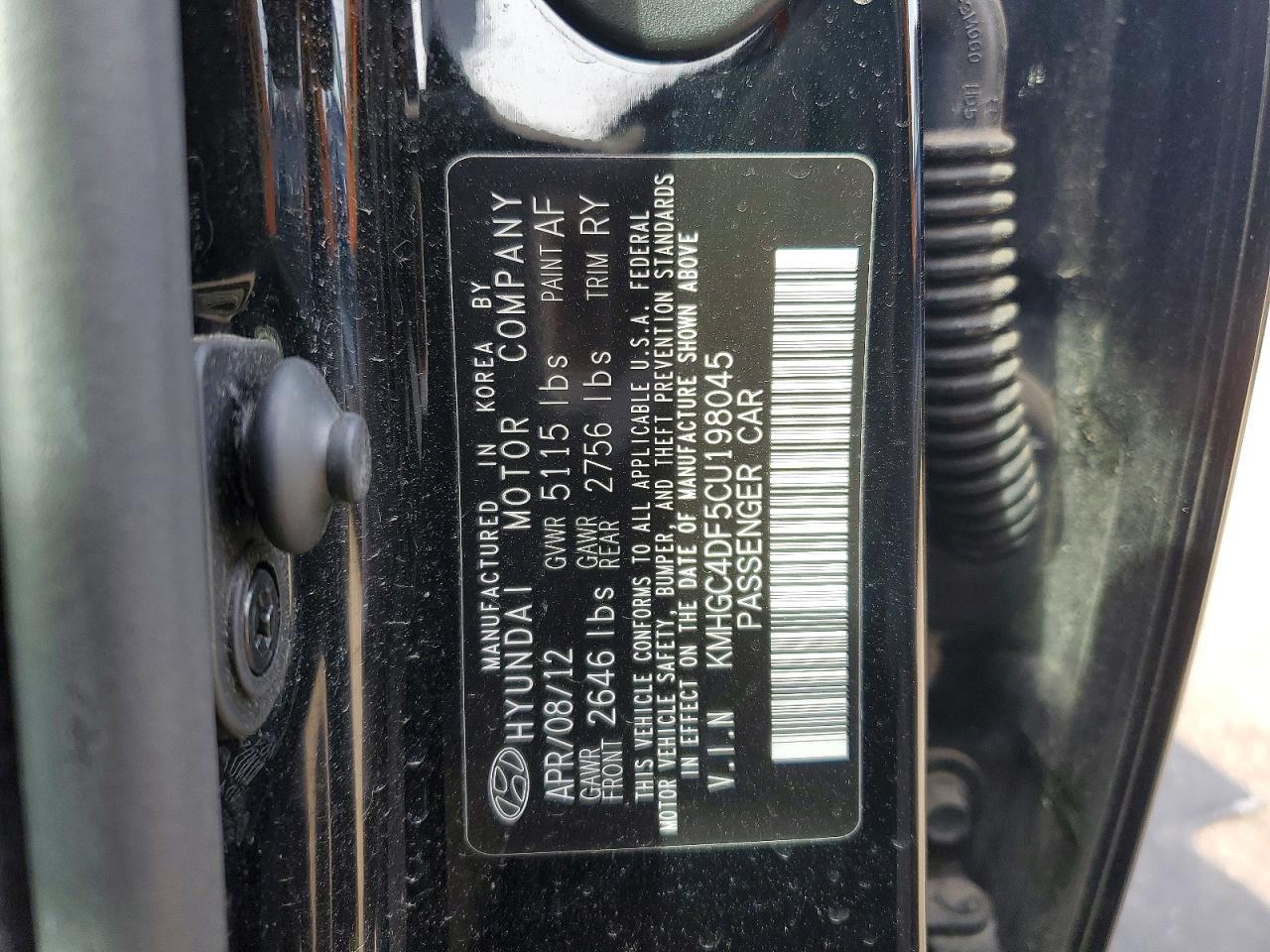 2012 Hyundai Genesis 4.6l V8