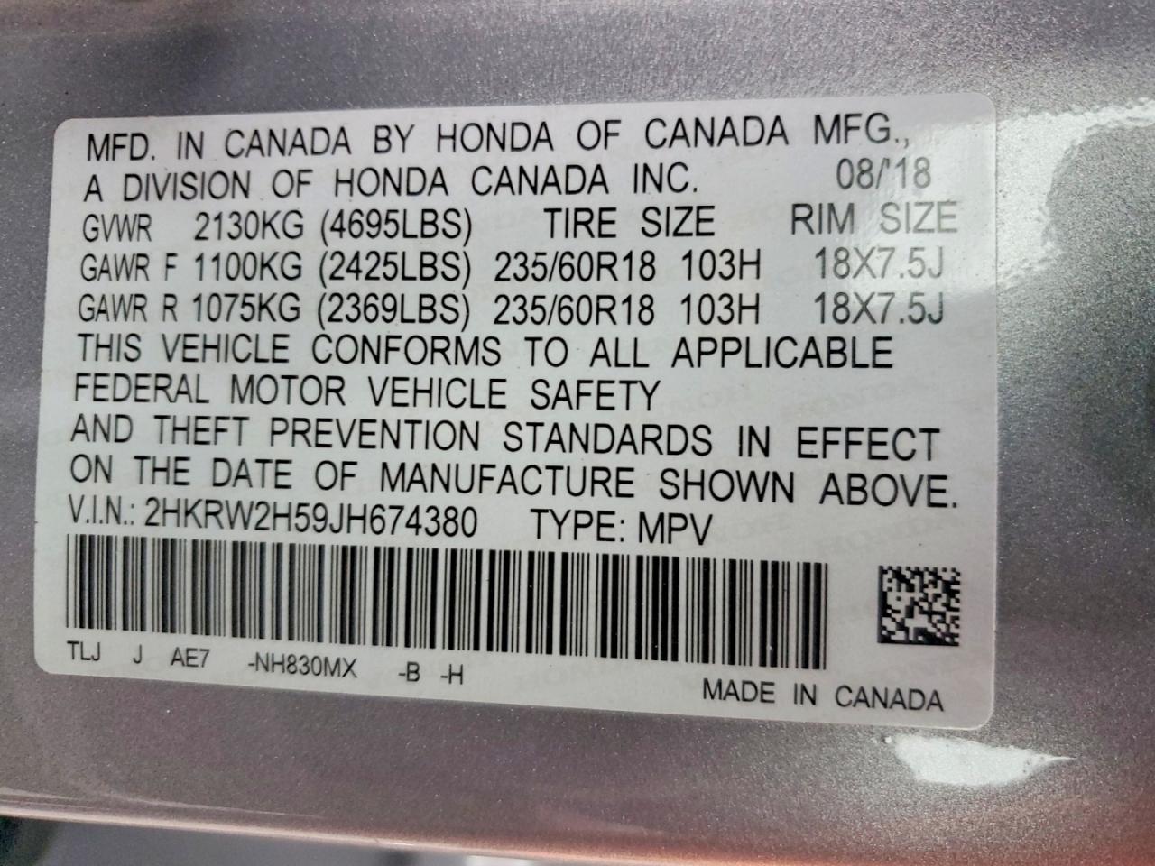 2018 Honda Cr-v ex