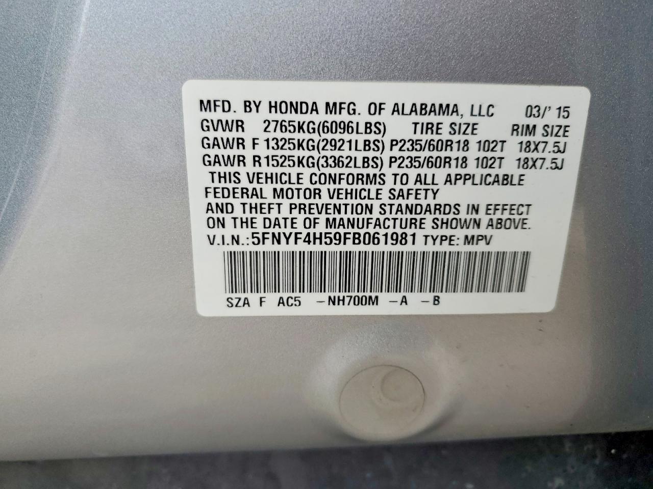 2015 Honda Pilot exl