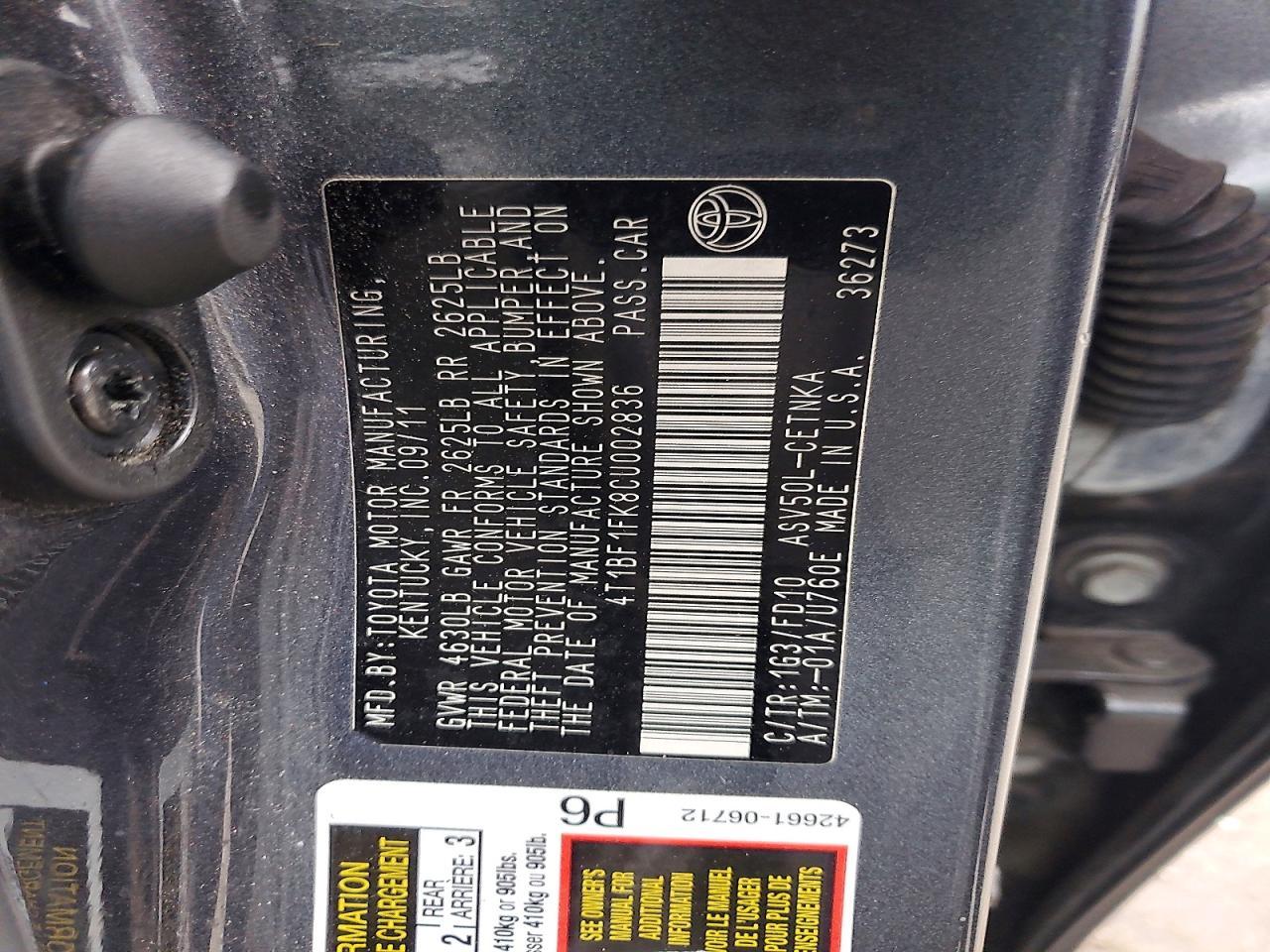 2012 Toyota Camry le