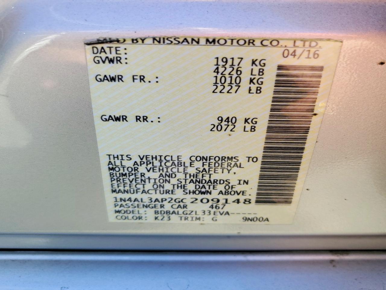 2016 Nissan Altima 2.5