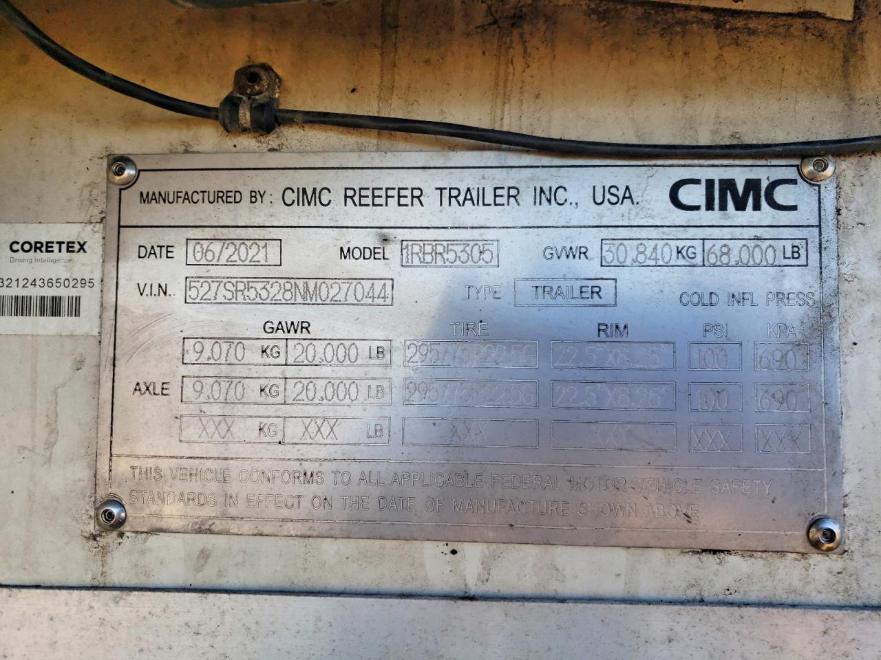 2022 Cimc Reefer Trailer 2022 Cimc 1RBR5305 Refrigerated Van Trailer