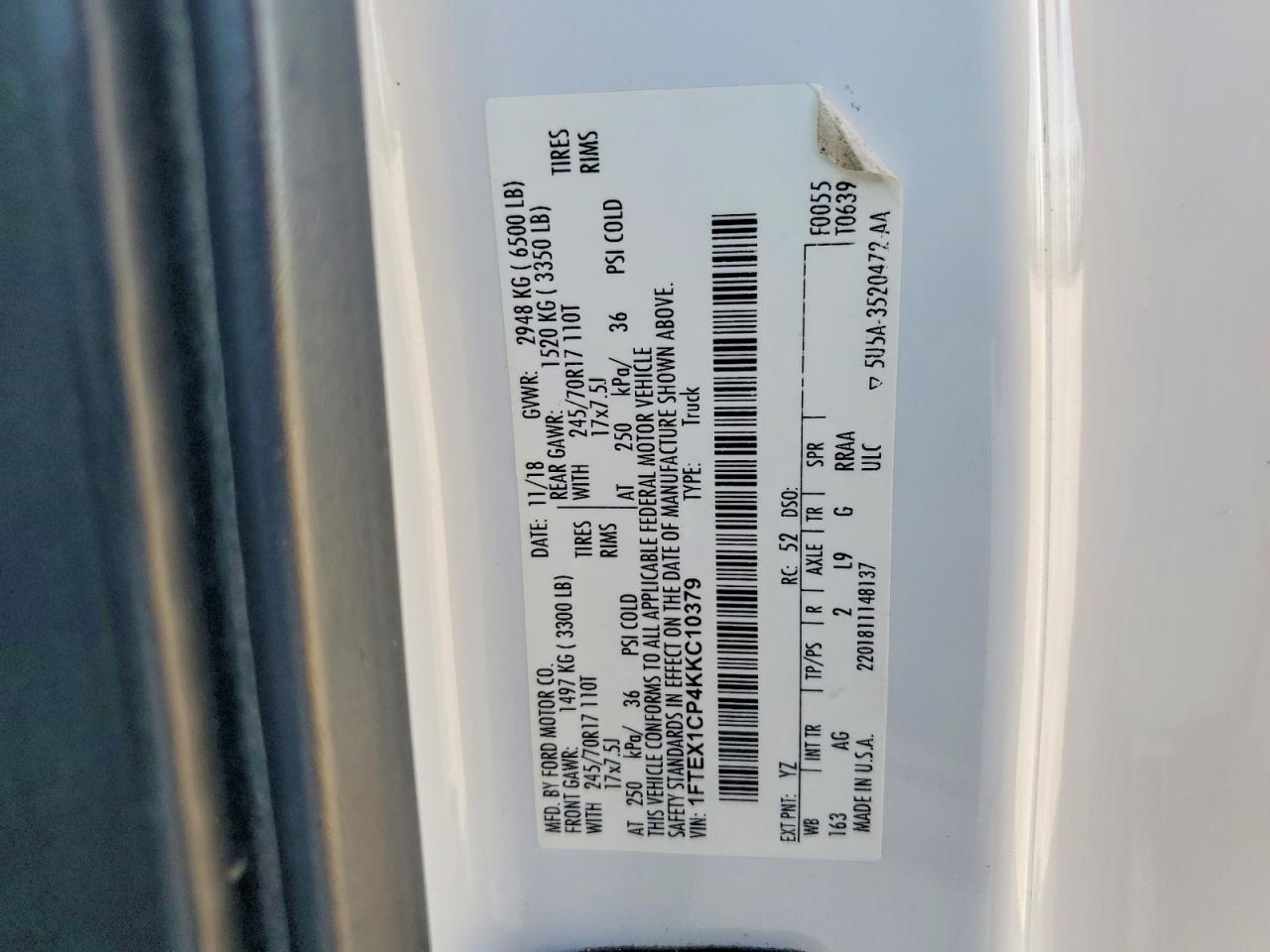 2019 Ford F150 Super cab