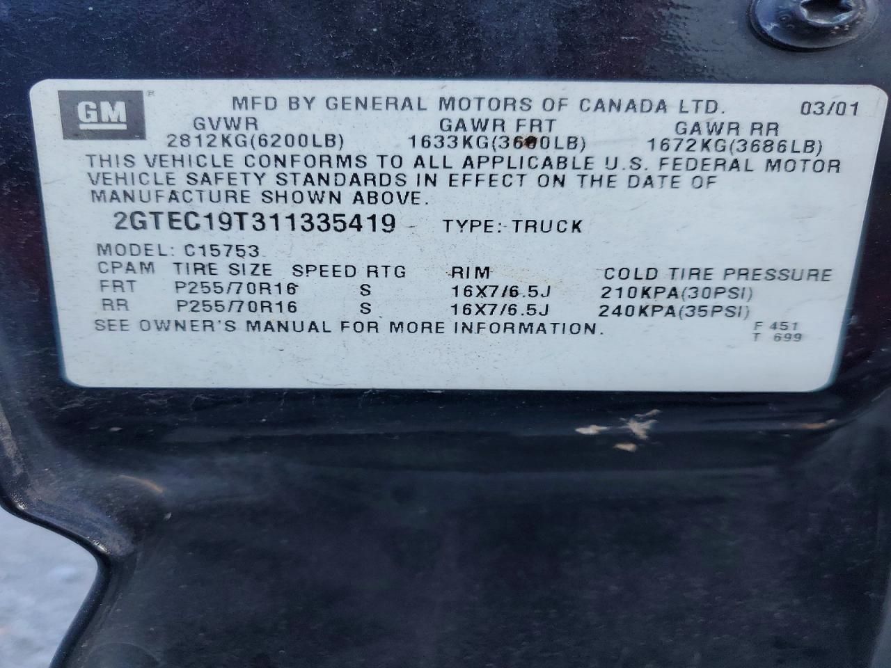 2001 GMC New Sierra C1500