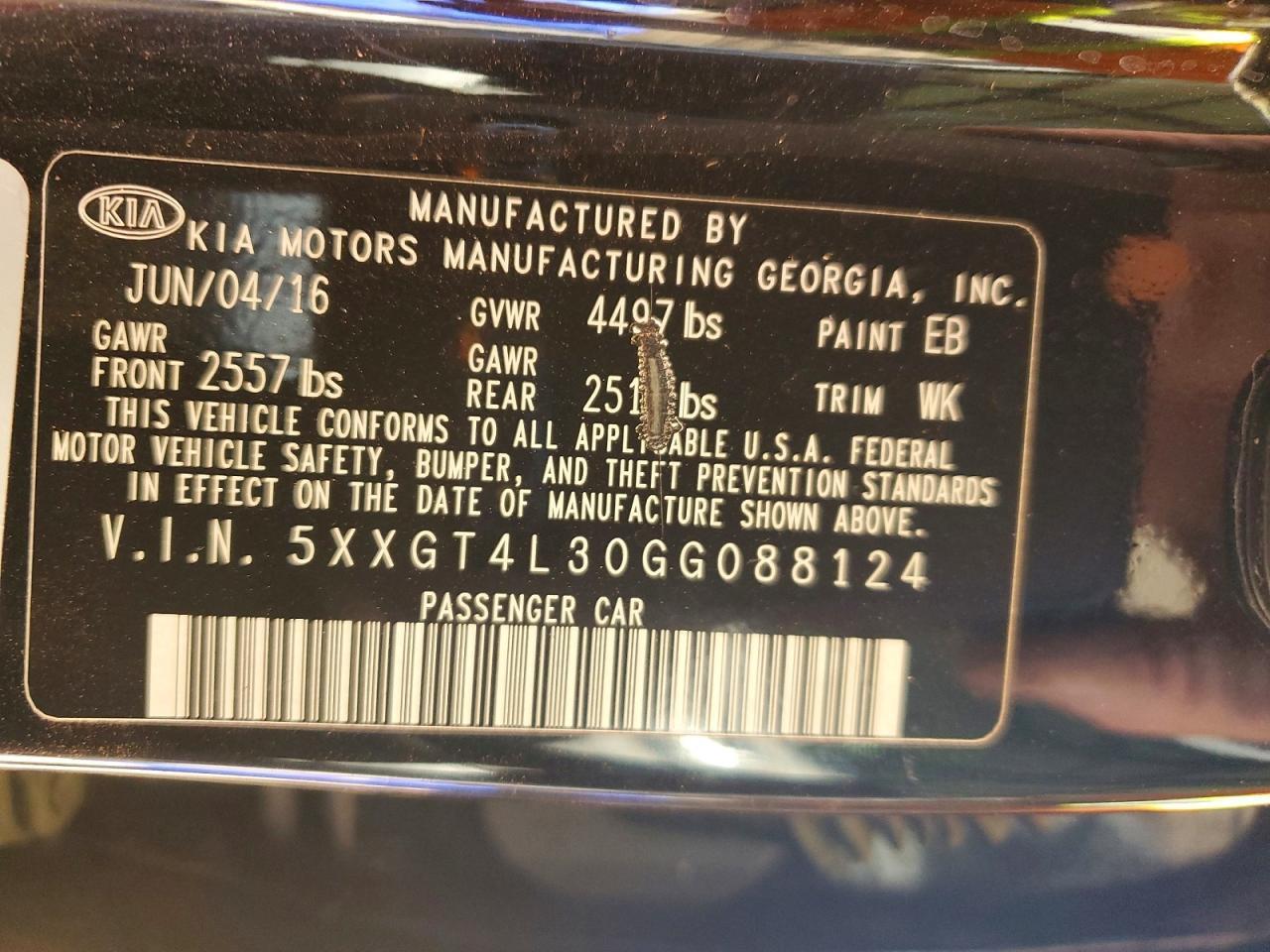 2016 KIA Optima lx