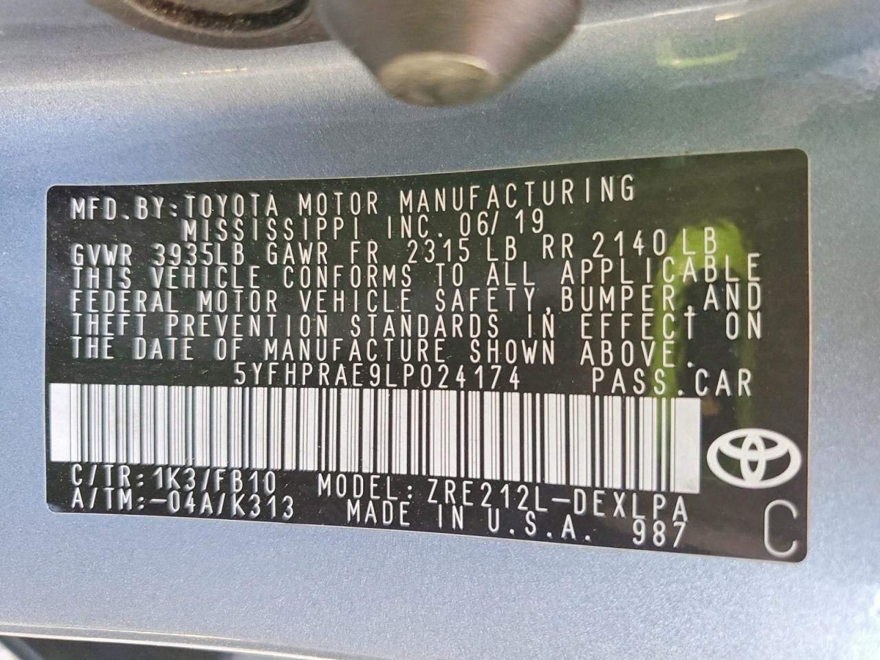 2020 Toyota Corolla le