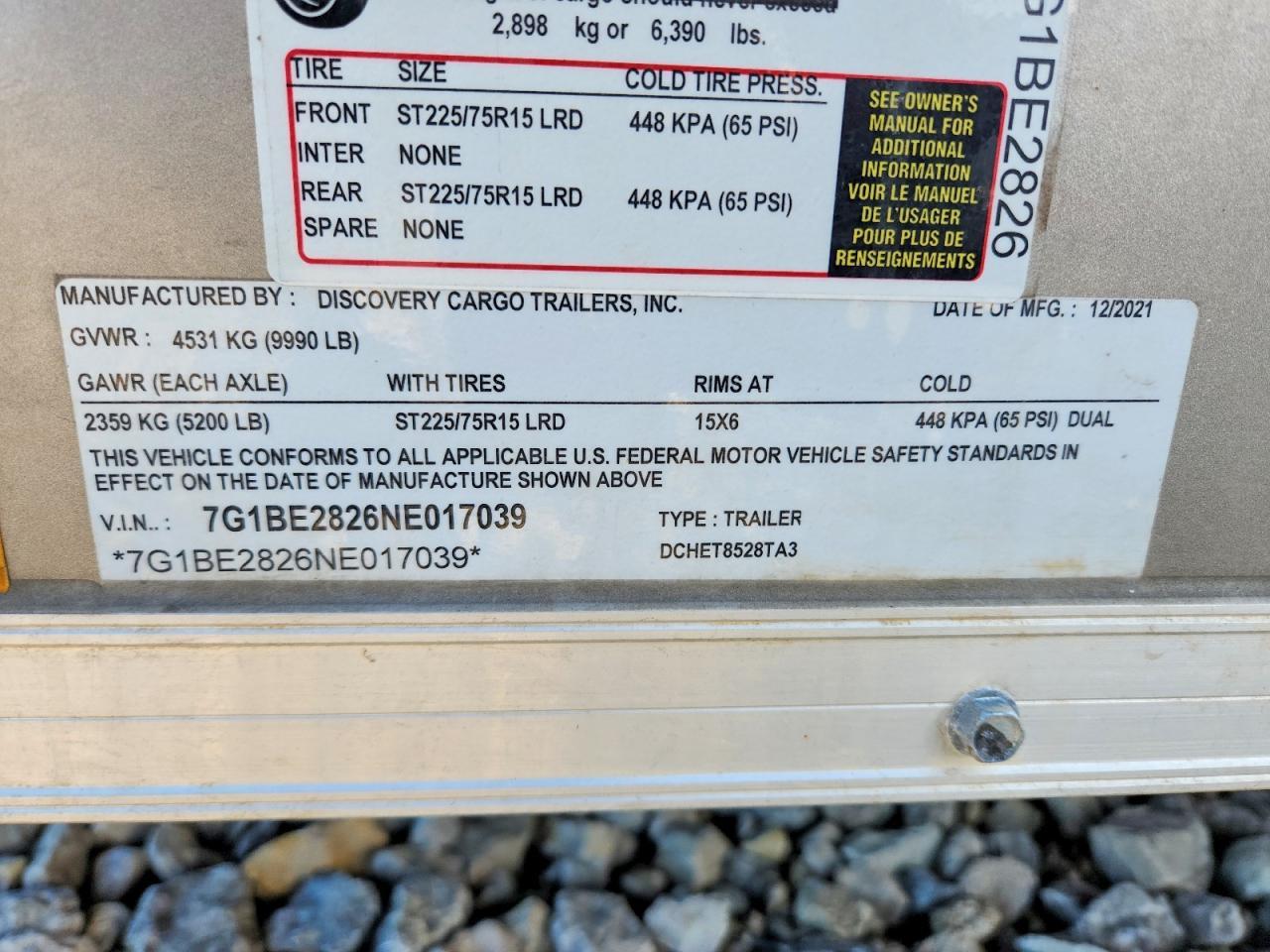 2022 Discovery Cargo DCHET8528TA3 Enclosed Cargo Trailer