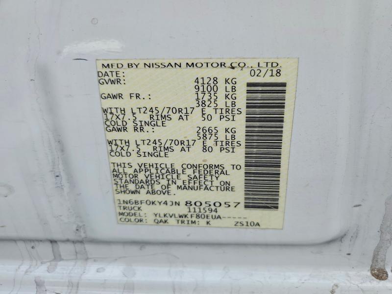 2018 Nissan NV 1500 Utility / Service Van