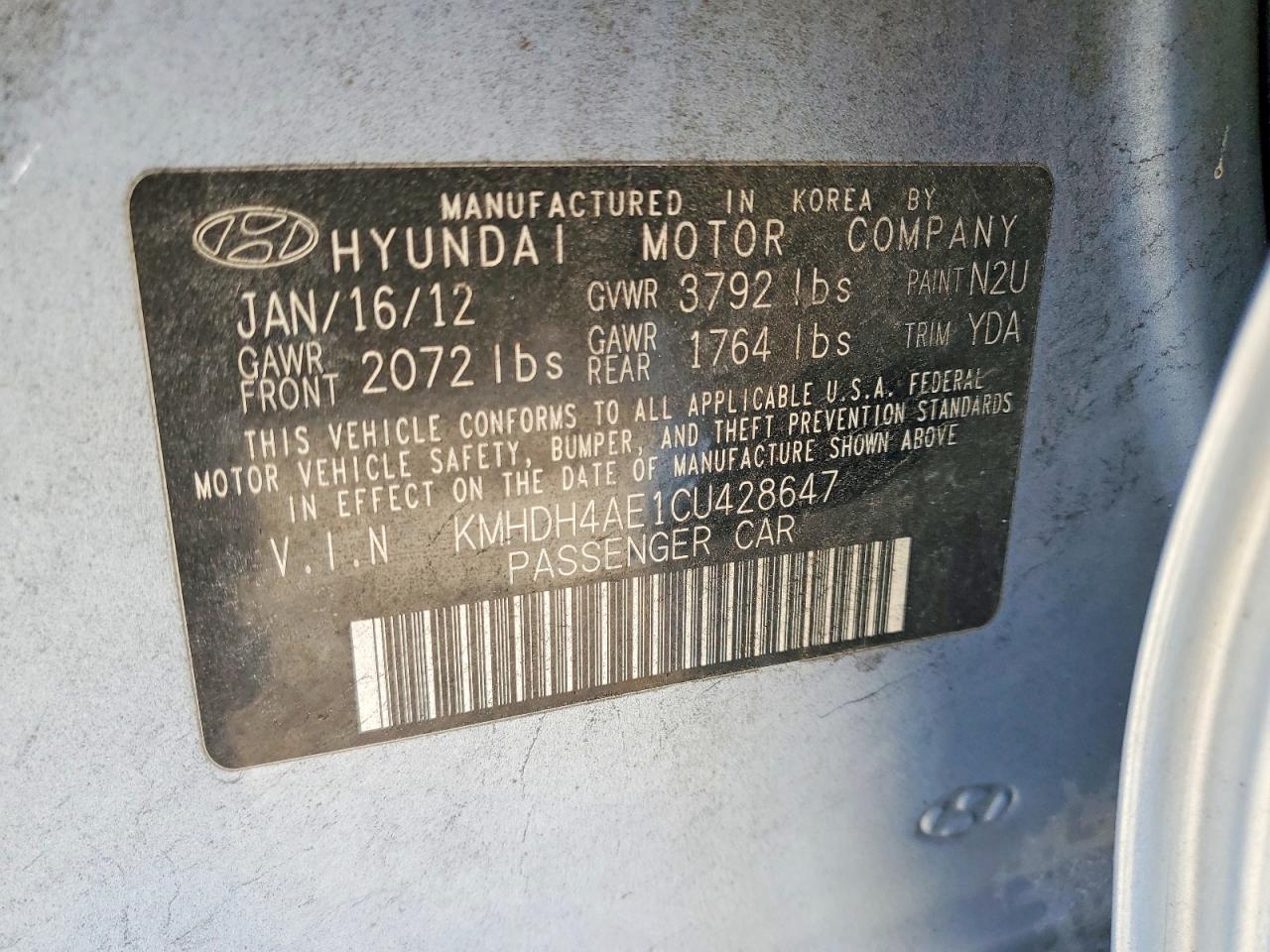 2012 Hyundai Elantra gls