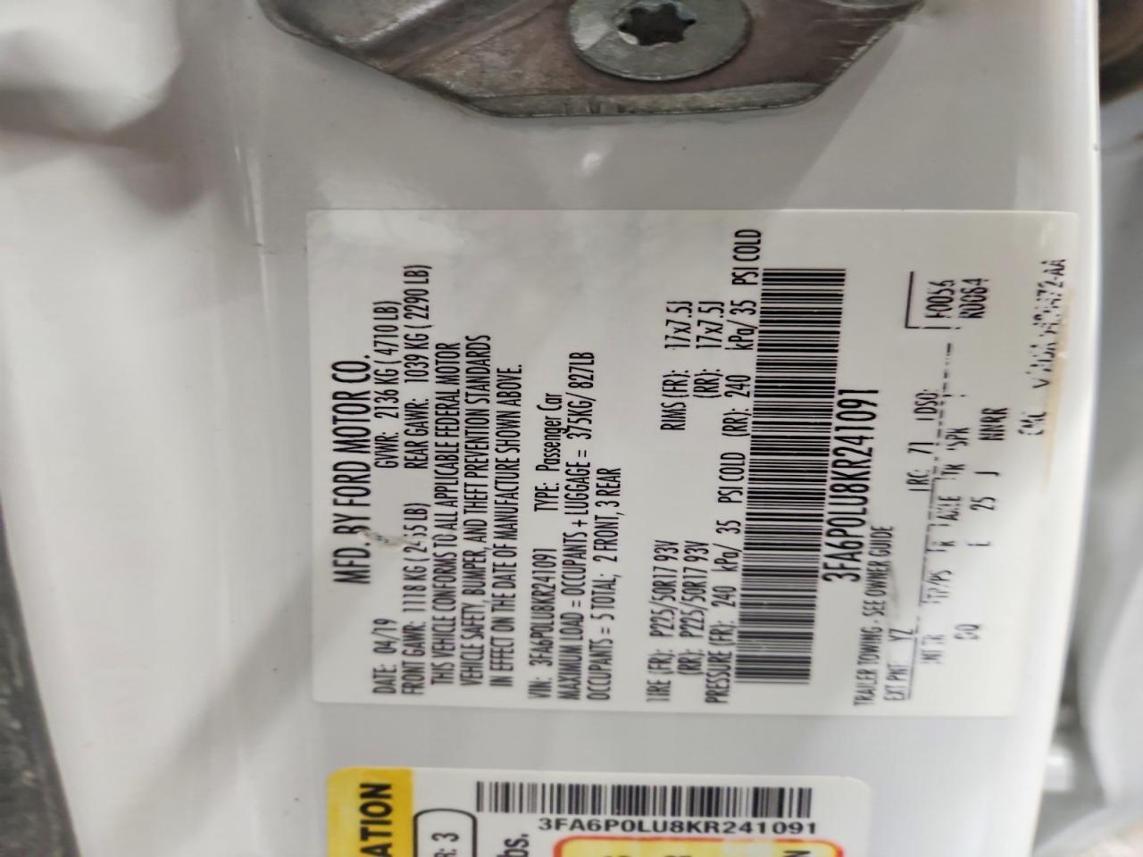 2019 Ford Fusion se