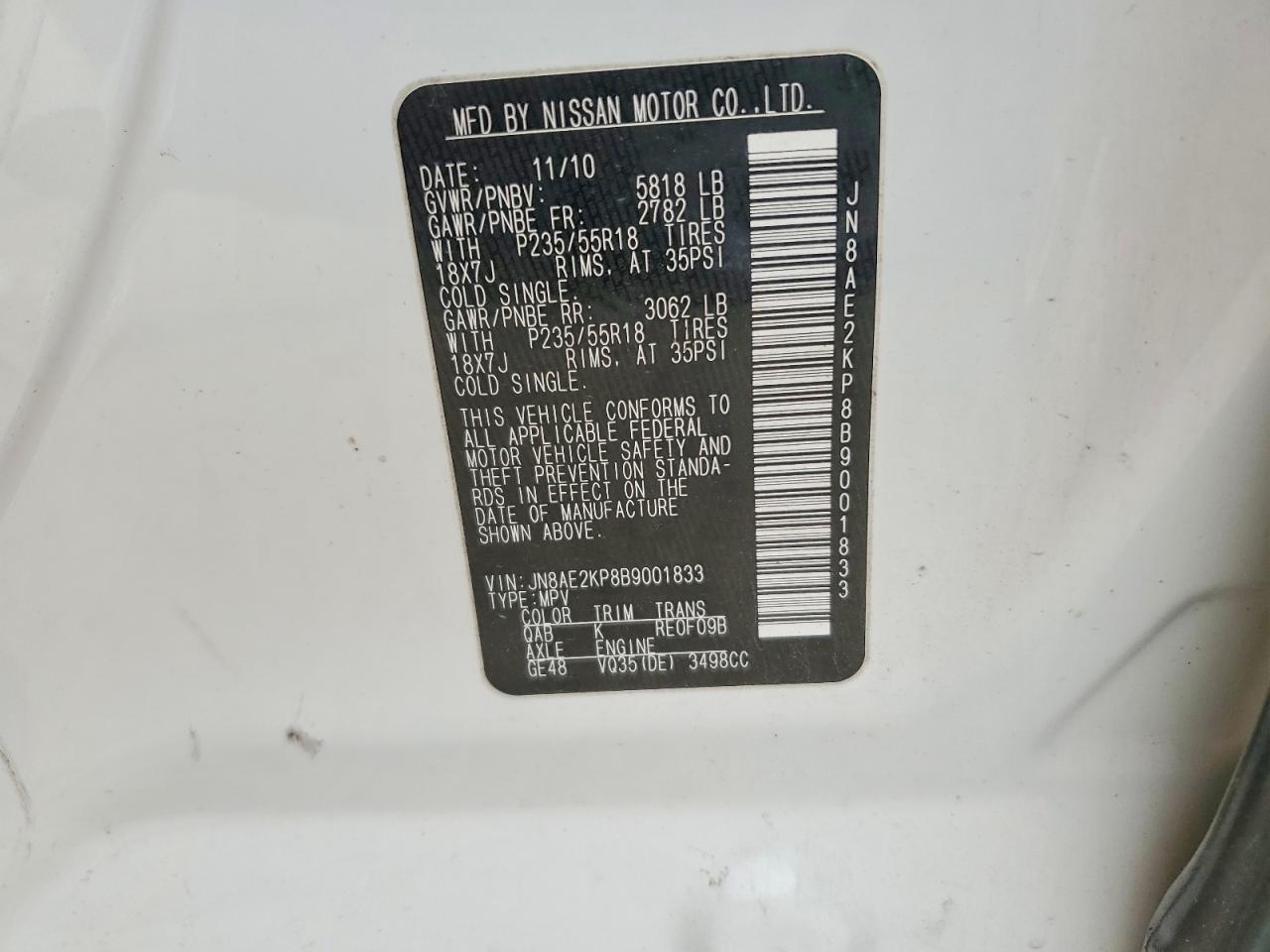 2011 Nissan Quest s