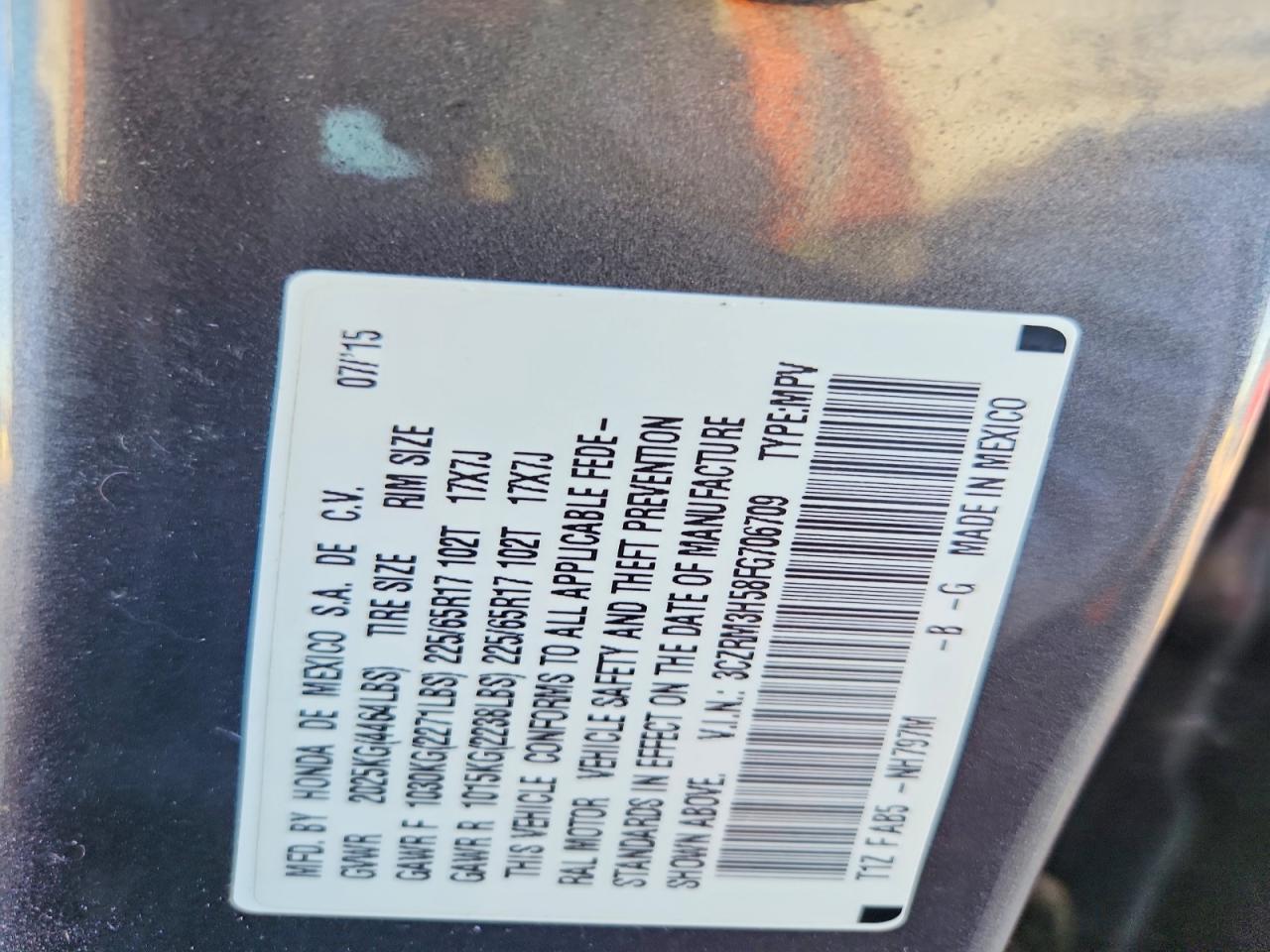 2015 Honda Cr-v ex