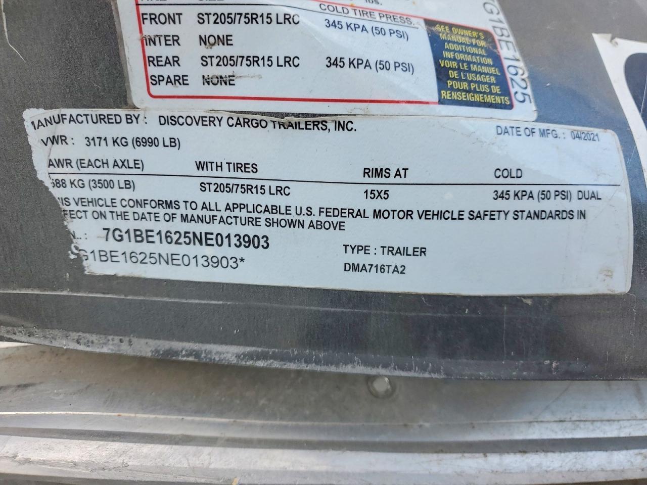 2022 Discovery Cargo DMA716TA2 Enclosed Cargo Trailer
