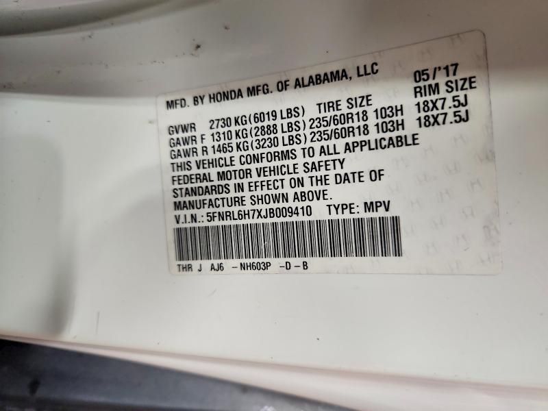 2018 Honda Odyssey exl