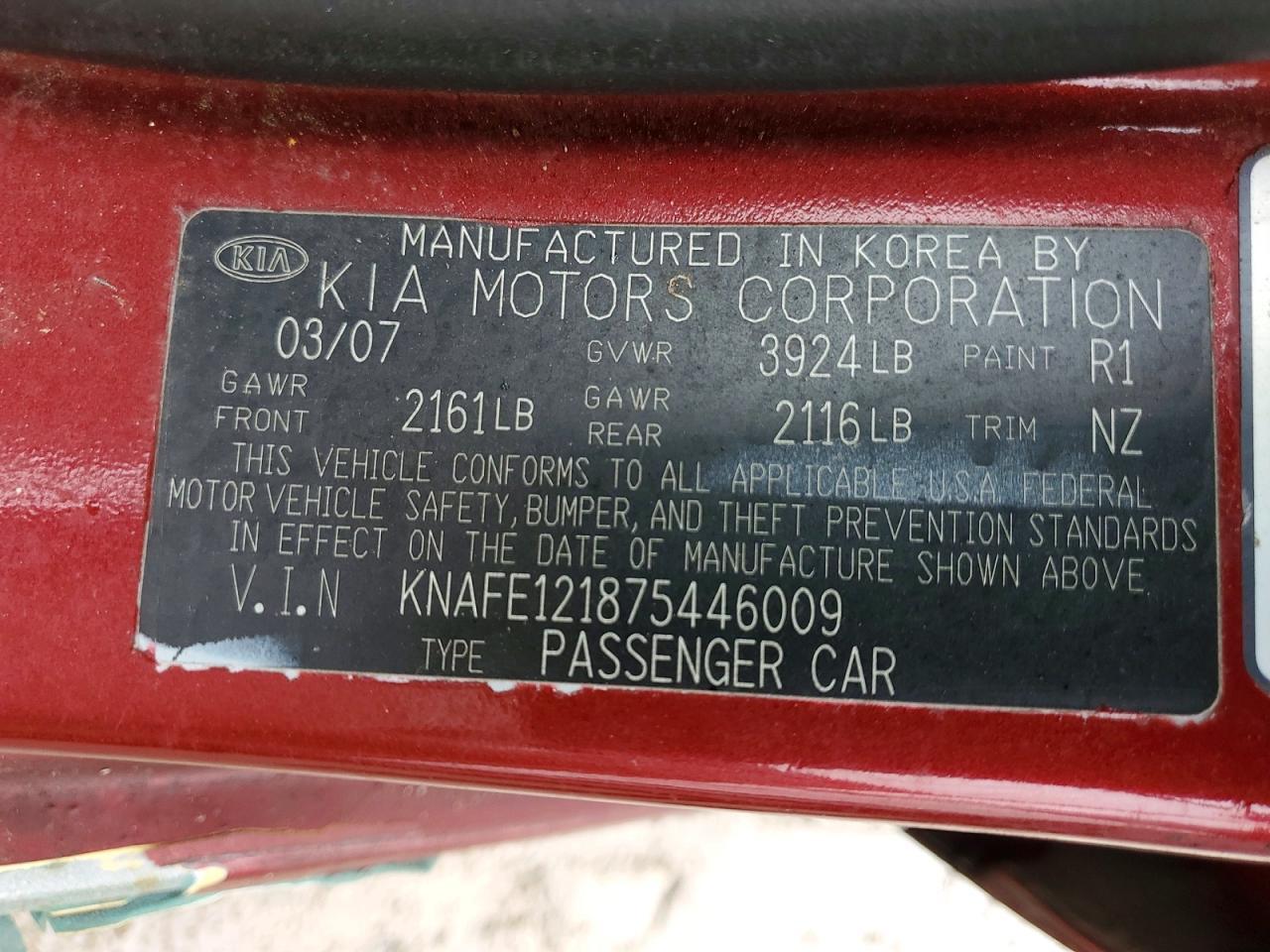 2007 KIA Spectra lx