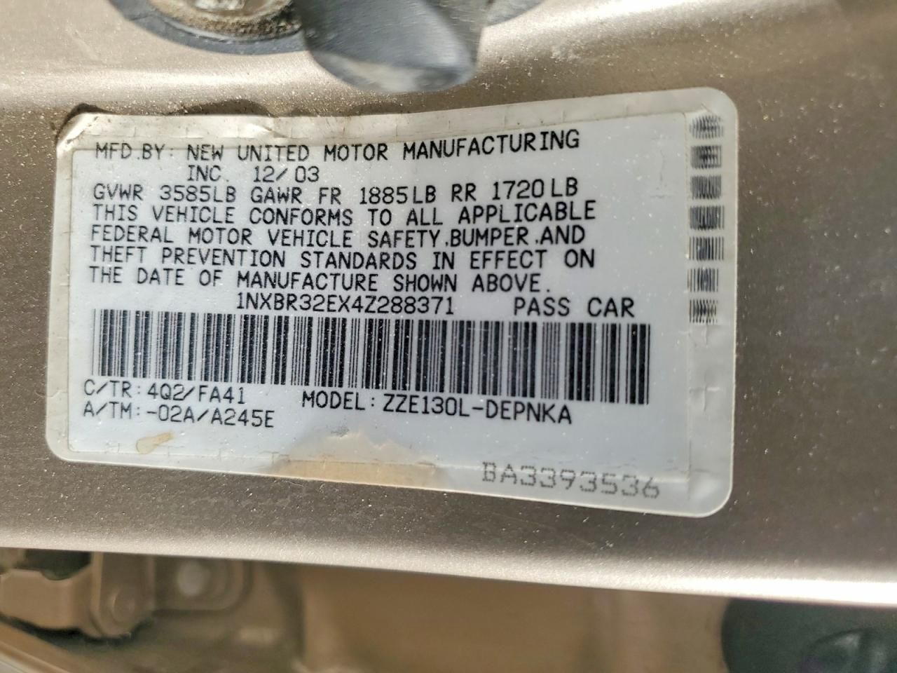 2004 Toyota Corolla le