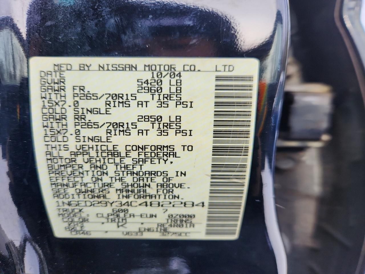 2004 Nissan Frontier Crew cab xe V6