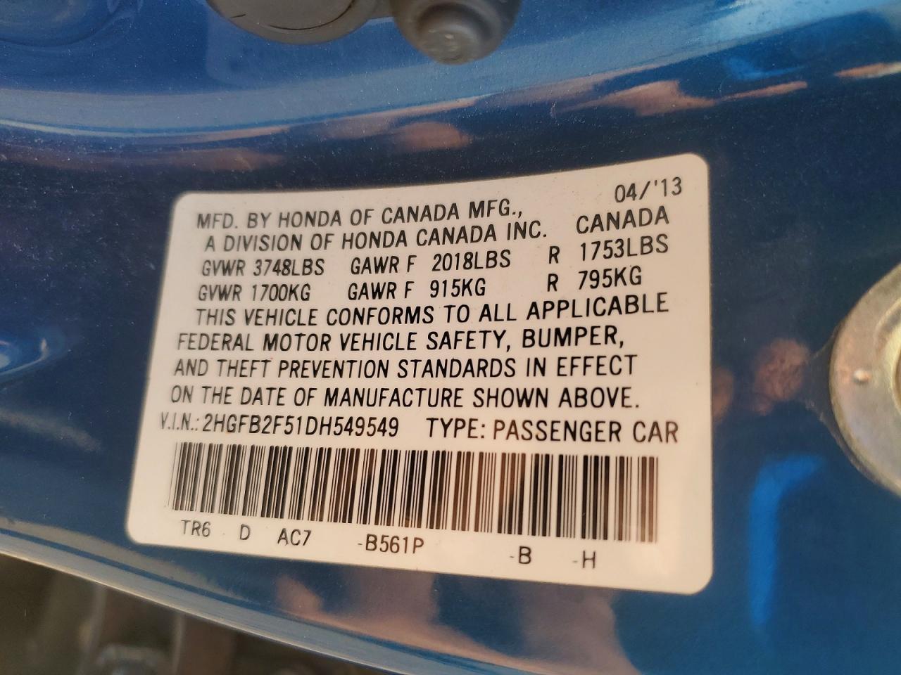 2013 Honda Civic lx