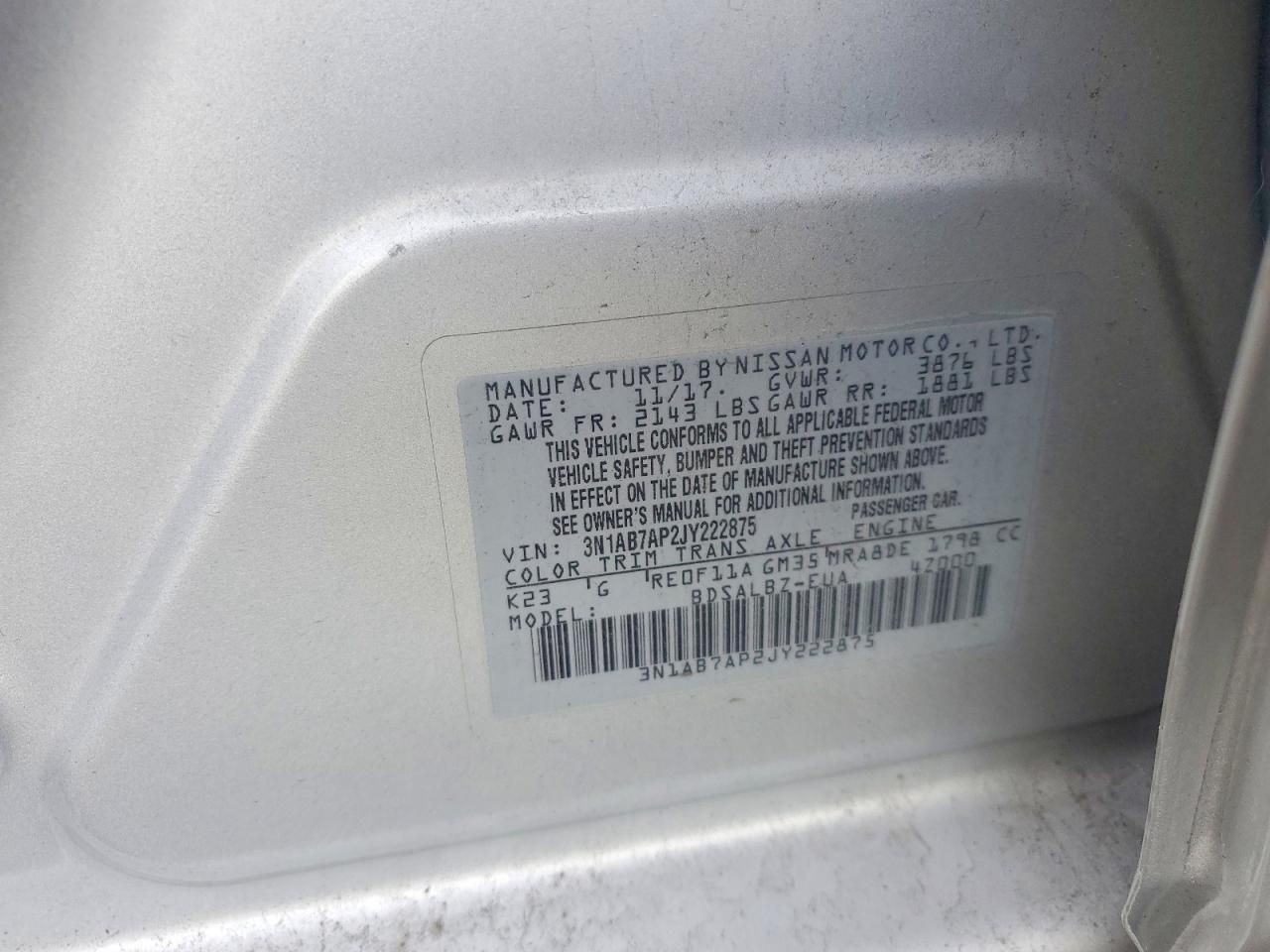 2018 Nissan Sentra s