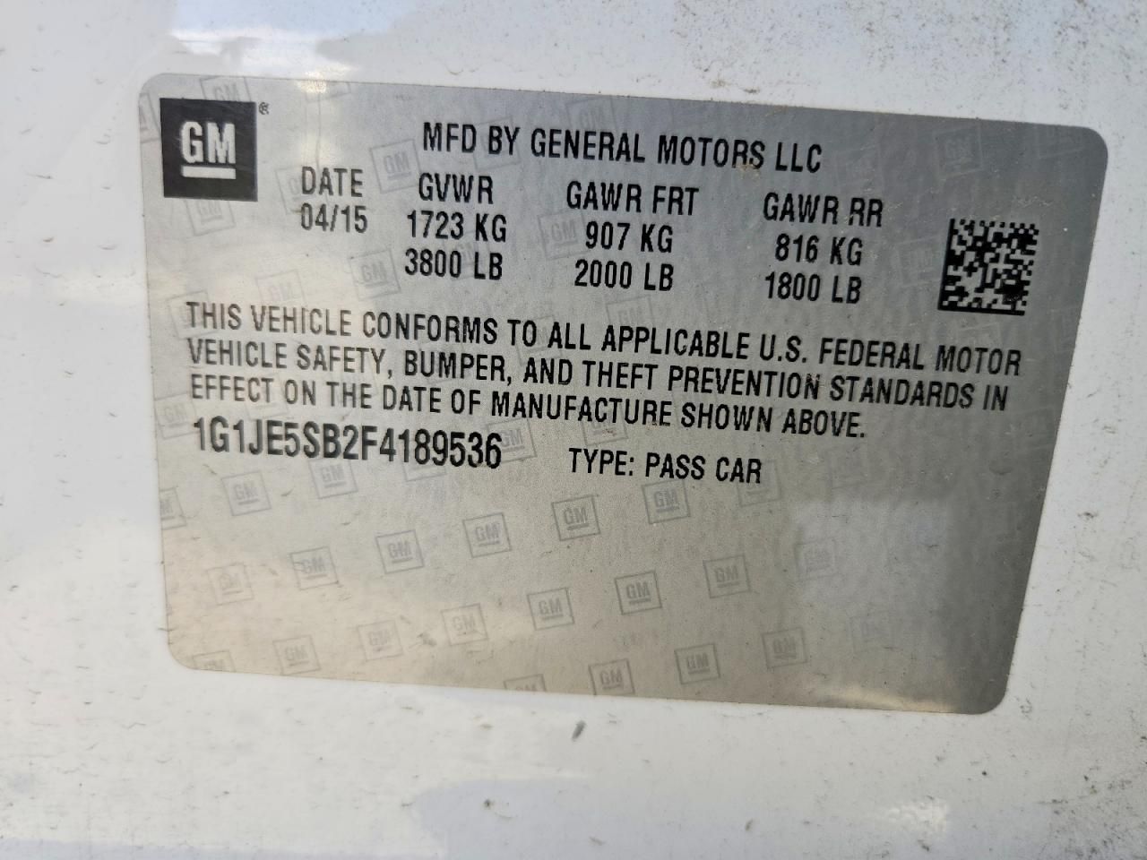 2015 Chevrolet Sonic ltz