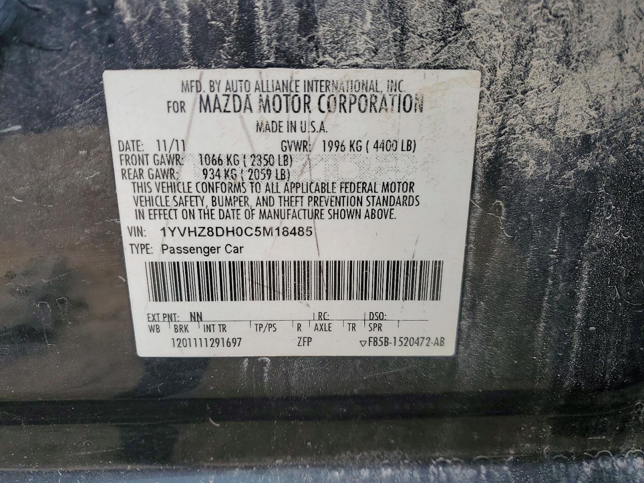 2012 Mazda 6 I