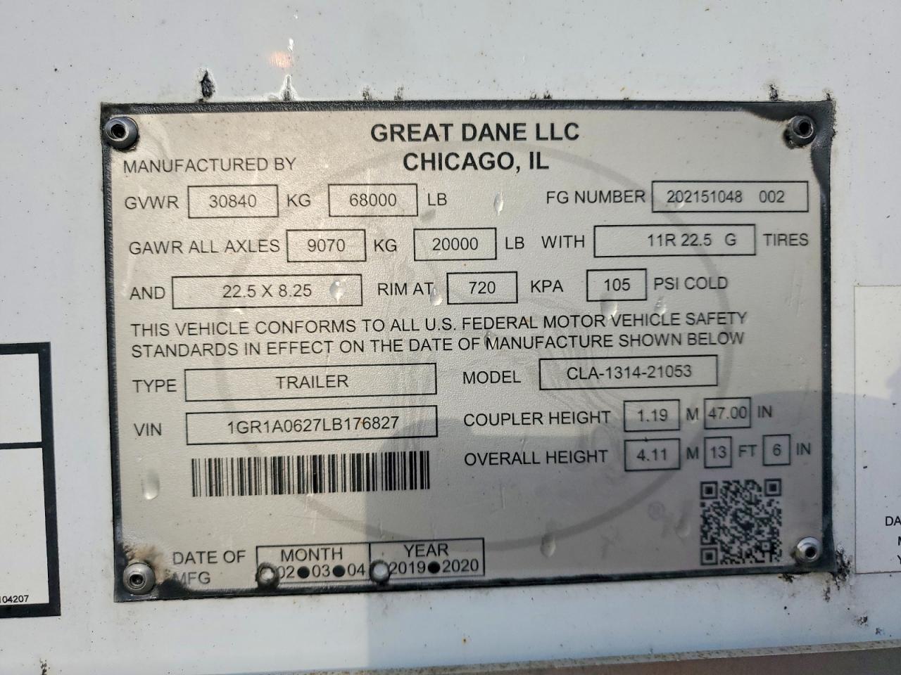 2020 Great Dane 2020 Great Dane CLA-1314-21053 DRY Van Trailer