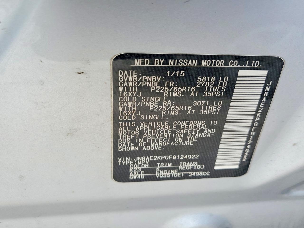 2015 Nissan Quest s