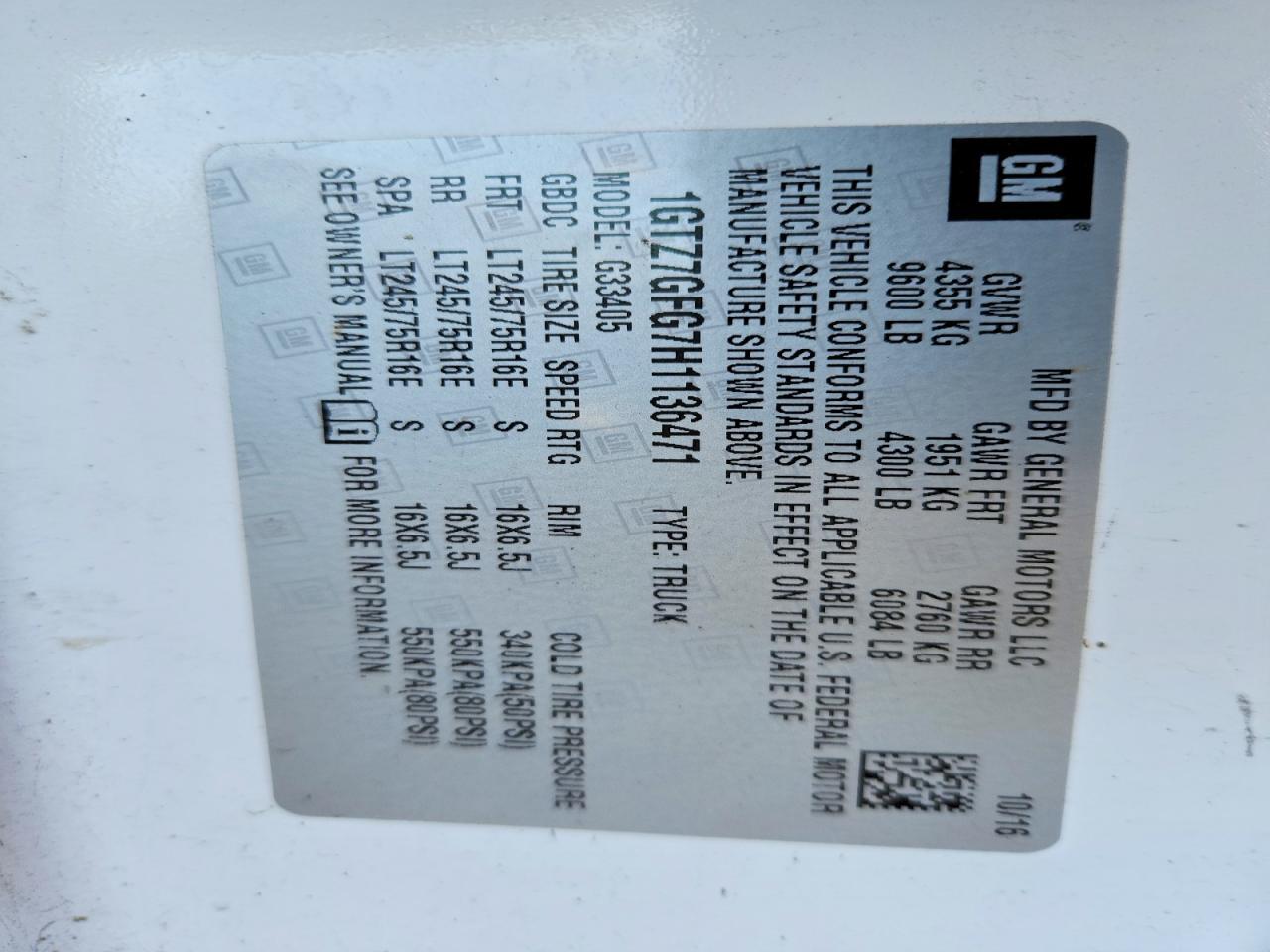 2017 GMC Savana G3500