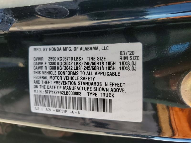 2020 Honda Ridgeline rtl