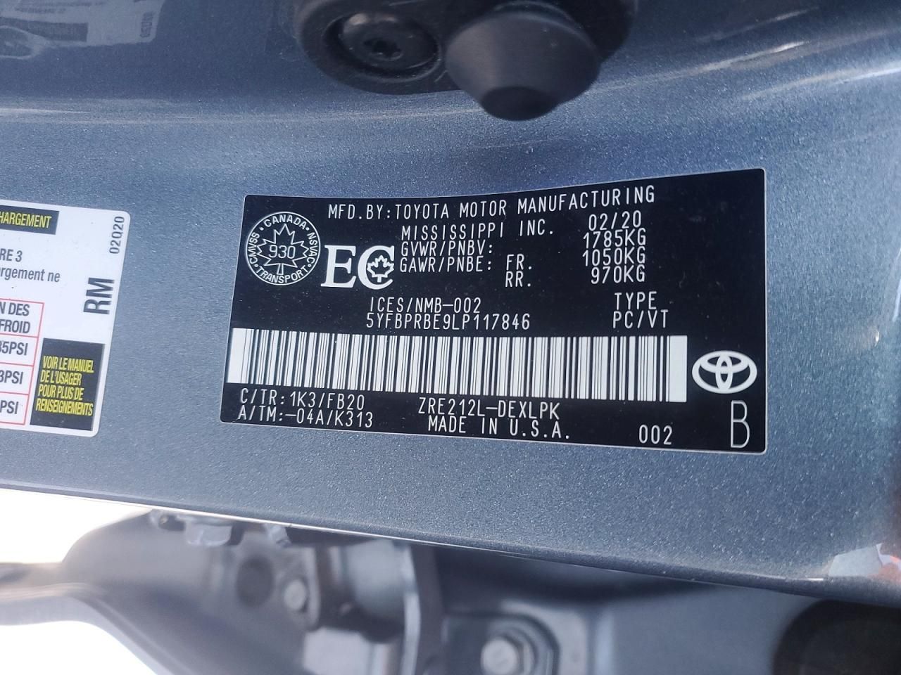 2020 Toyota Corolla le