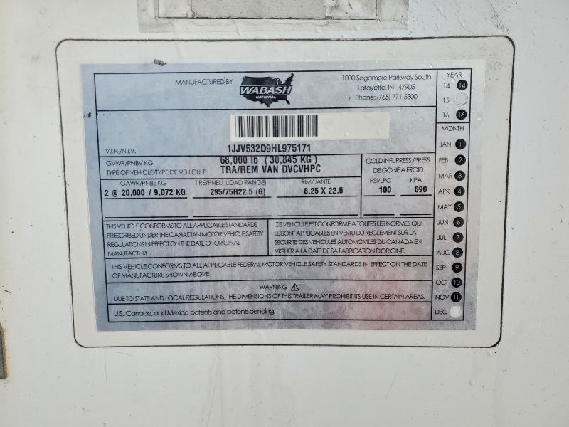 2017 Wabash Dvcvhpc DRY Van Trailer