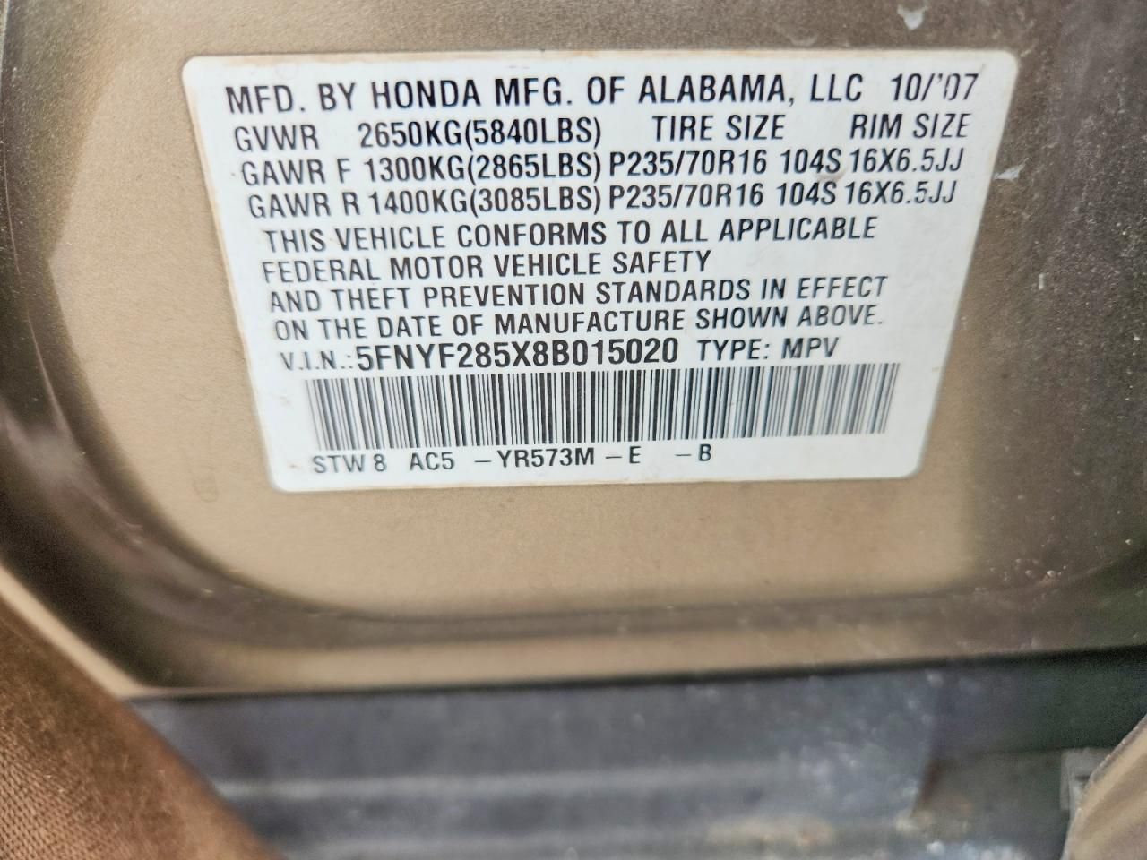 2008 Honda Pilot exl