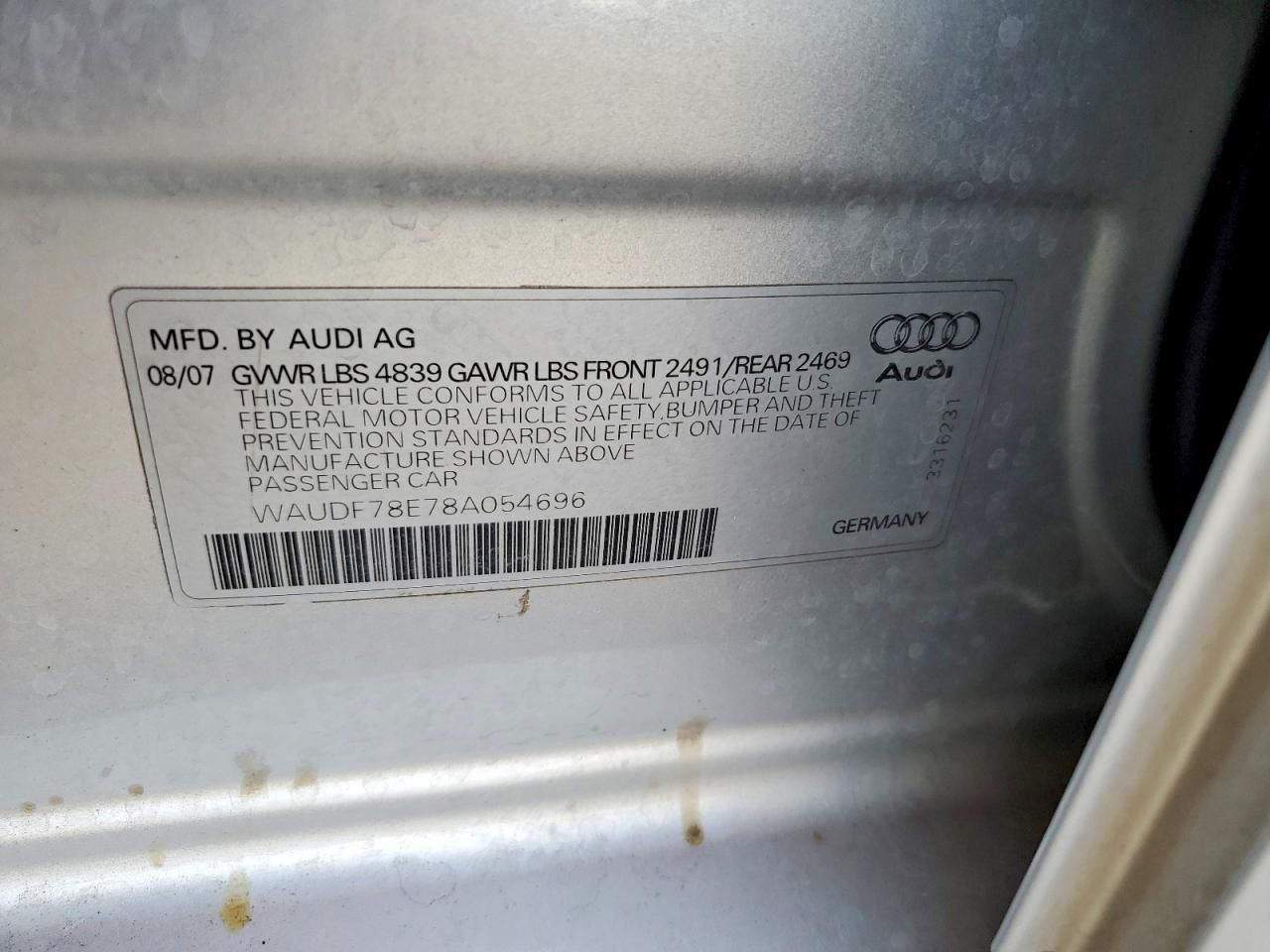 2008 Audi A4 2.0t Quattro