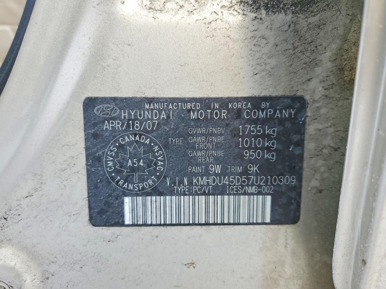 2007 Hyundai Elantra gl