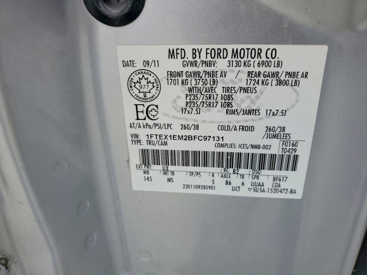 2011 Ford F150 Super Cab