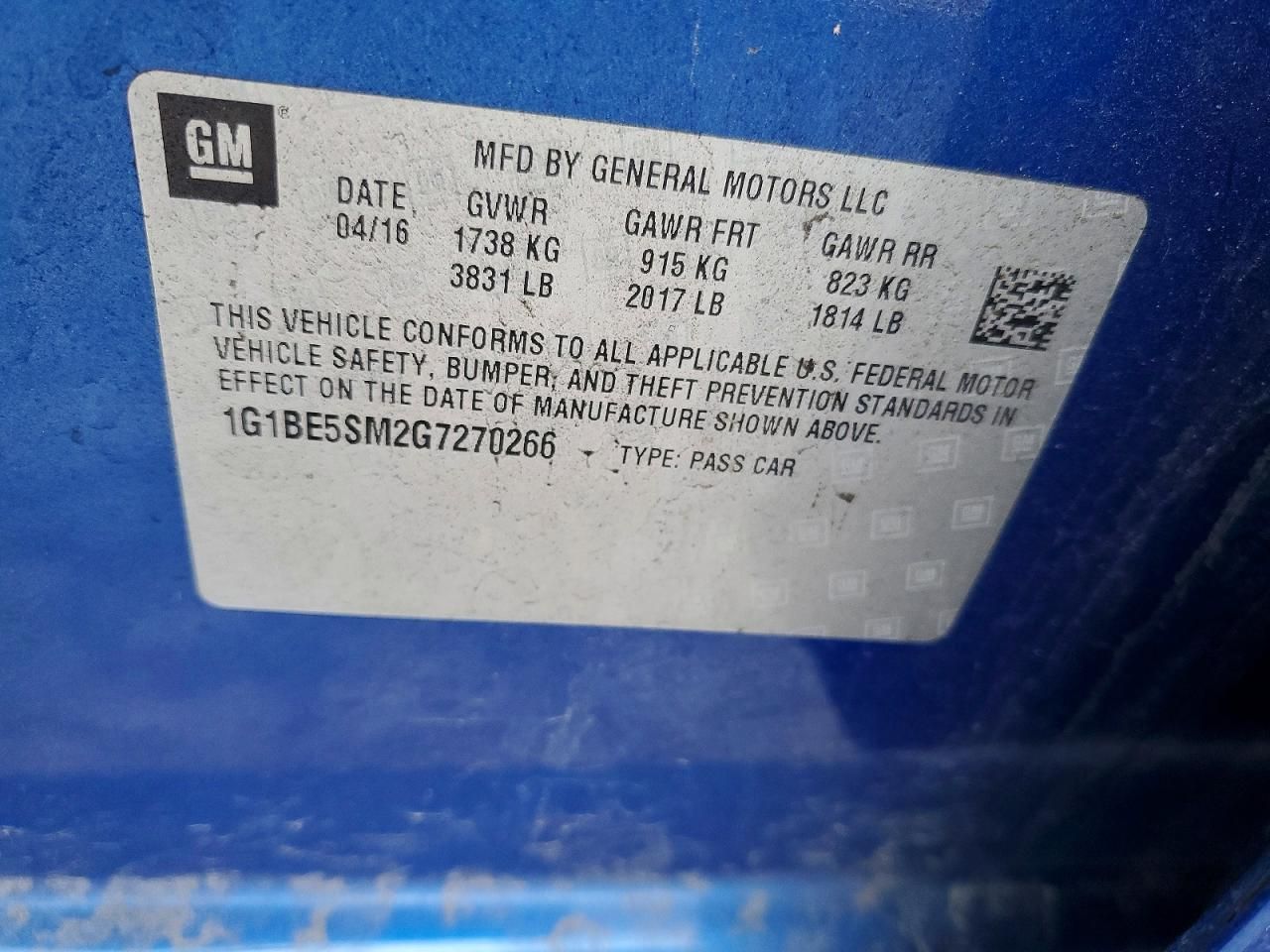 2016 Chevrolet Cruze lt