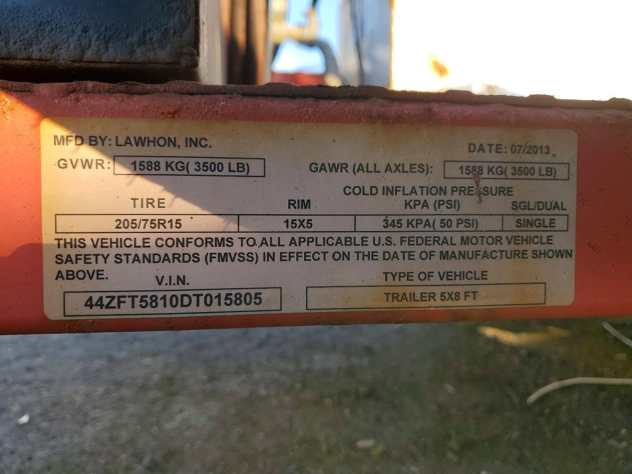 2013 Dhez 5'X8' 1-AXLE Flatbed Fuel