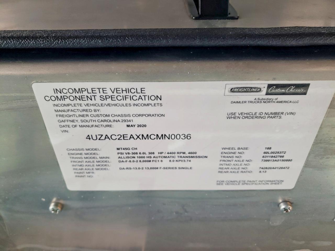 2021 Freightliner Chassis M Line WALK-IN Van